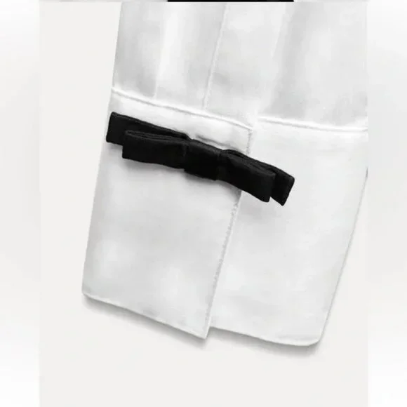 ZARA VELVET BOW SHIRT ZW COLLECTION - Picture 9 of 9